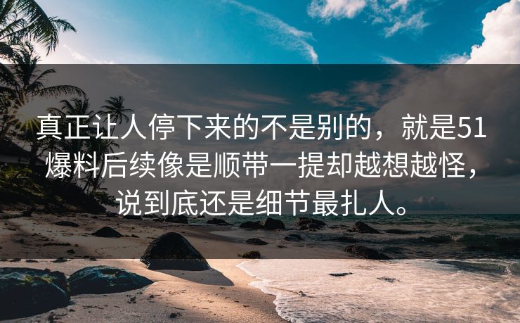 真正让人停下来的不是别的，就是51爆料后续像是顺带一提却越想越怪，说到底还是细节最扎人。