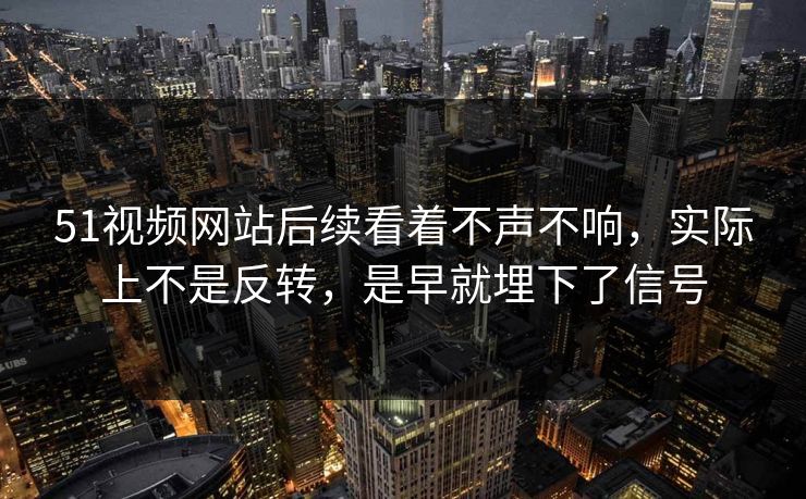51视频网站后续看着不声不响，实际上不是反转，是早就埋下了信号