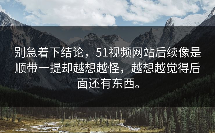 别急着下结论，51视频网站后续像是顺带一提却越想越怪，越想越觉得后面还有东西。