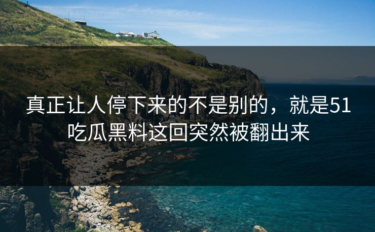 真正让人停下来的不是别的，就是51吃瓜黑料这回突然被翻出来