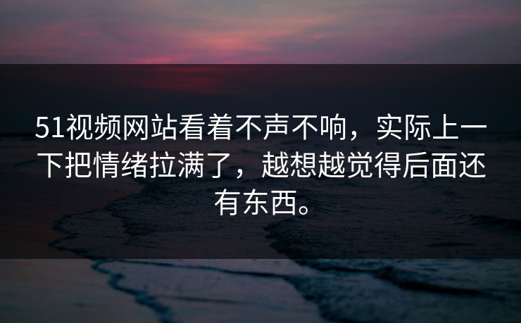 51视频网站看着不声不响，实际上一下把情绪拉满了，越想越觉得后面还有东西。