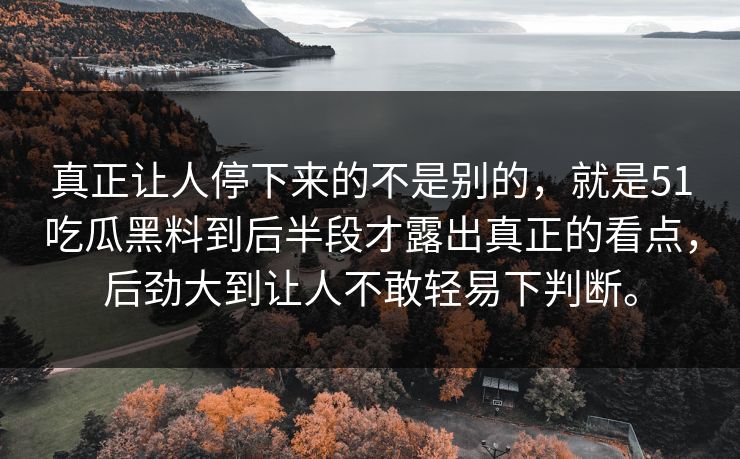 真正让人停下来的不是别的，就是51吃瓜黑料到后半段才露出真正的看点，后劲大到让人不敢轻易下判断。