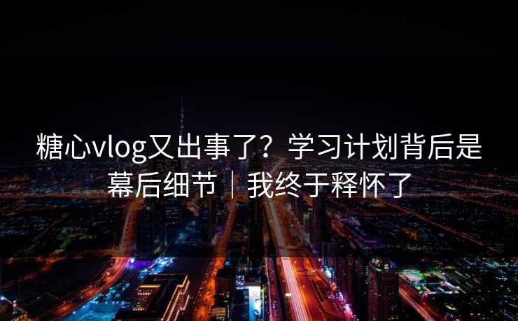 糖心vlog又出事了？学习计划背后是幕后细节｜我终于释怀了