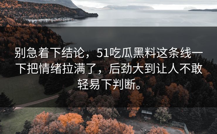 别急着下结论，51吃瓜黑料这条线一下把情绪拉满了，后劲大到让人不敢轻易下判断。