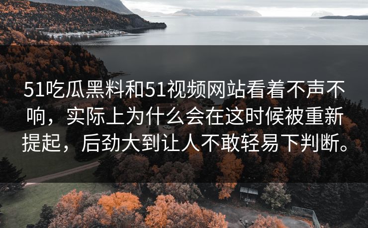 51吃瓜黑料和51视频网站看着不声不响，实际上为什么会在这时候被重新提起，后劲大到让人不敢轻易下判断。
