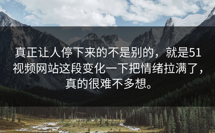 真正让人停下来的不是别的，就是51视频网站这段变化一下把情绪拉满了，真的很难不多想。